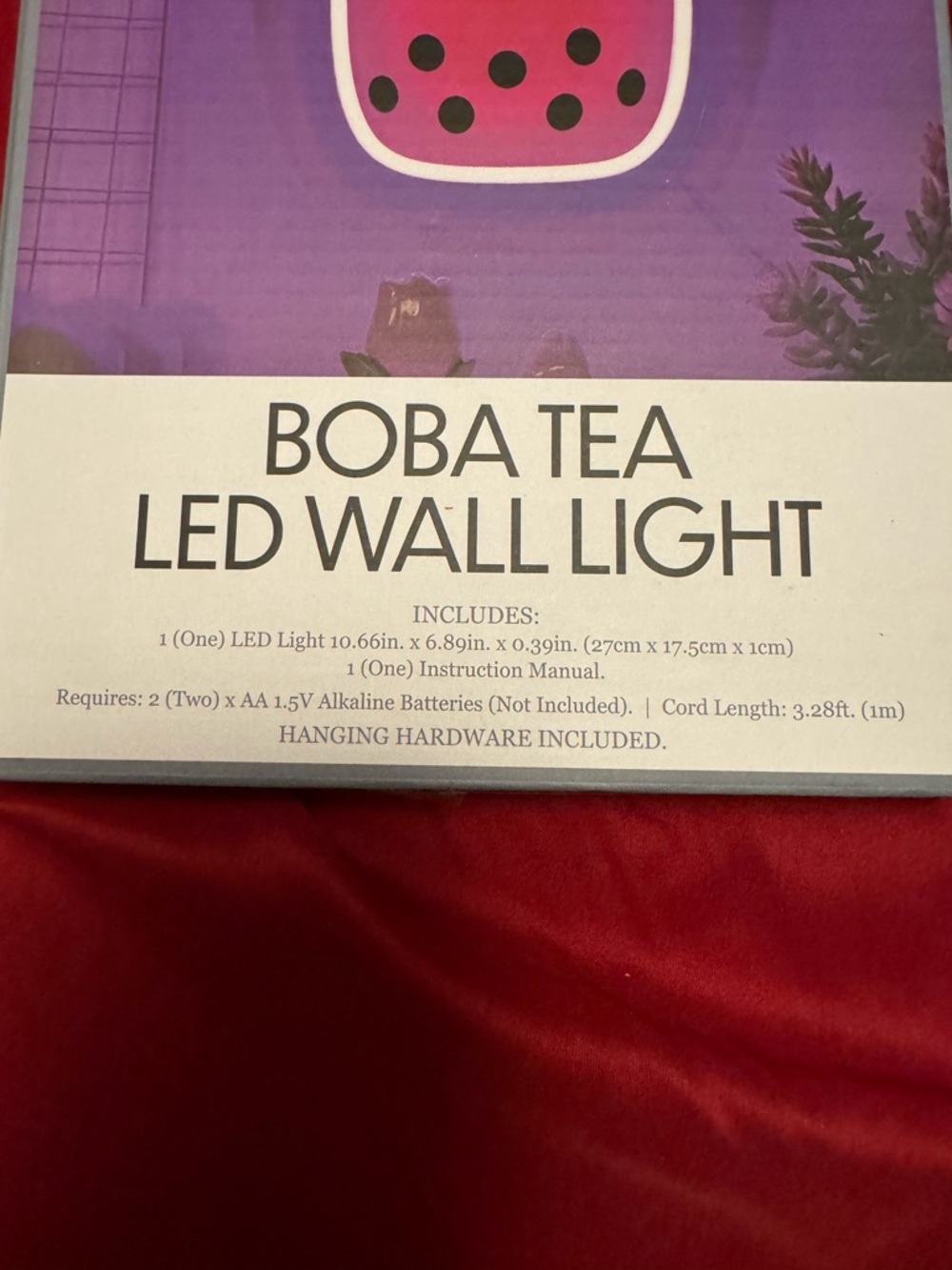 Room 2 Room Boba Tea LED Wall Light - Cute Kawaii Aesthetic Decor - Pink/Purple - Picture 3 of 4